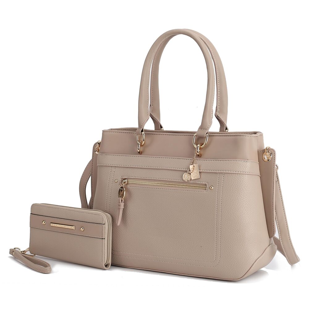 4284 Satchel Tote Bag With Wristlet Wallet , Vegan Leather Top-Handle